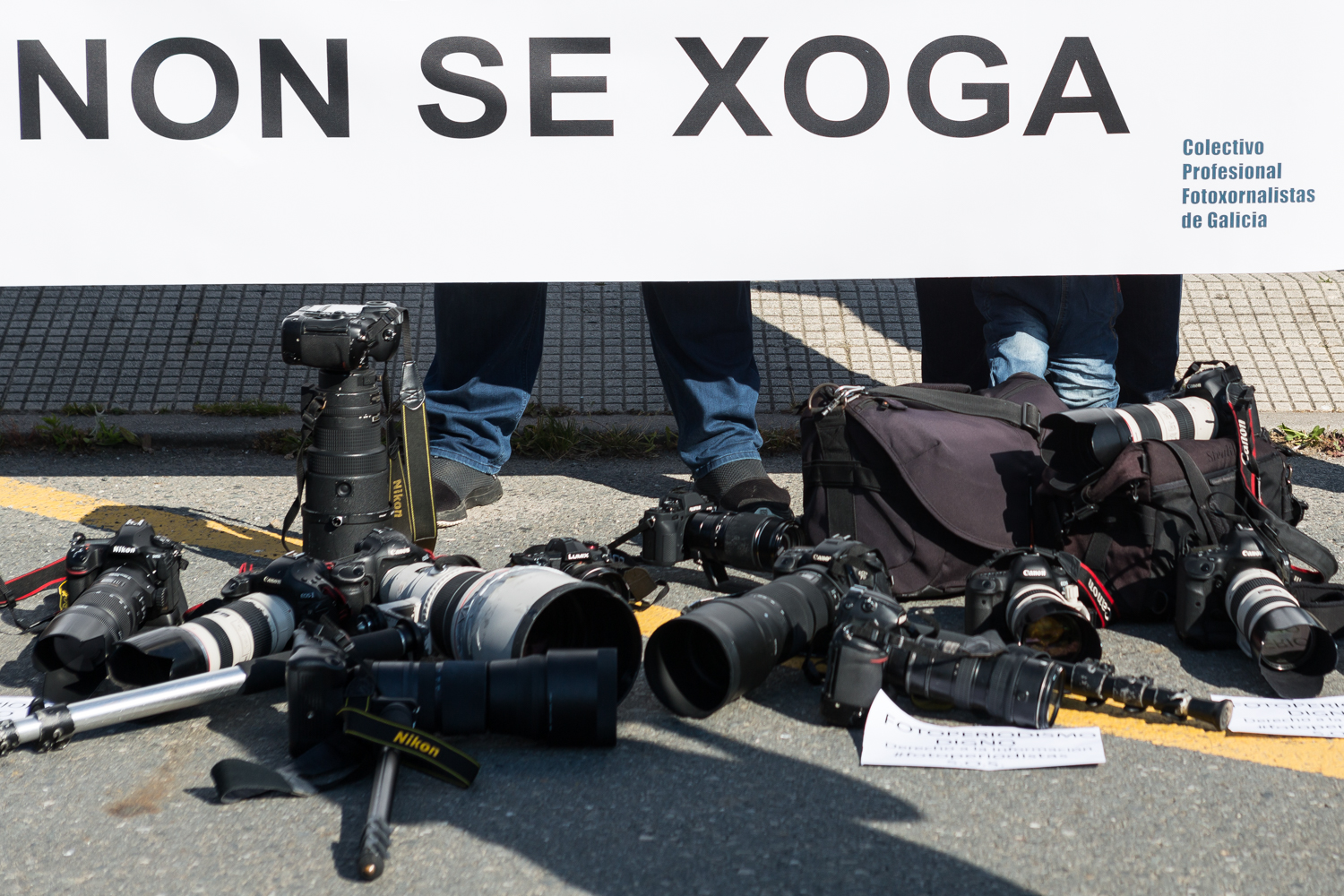 Imagen de la concentración de los fotoperiodistas el pasado 28 de mayo en Abegondo