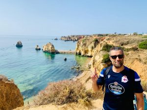 Nacho Carretero, con la camiseta del Dépor